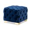 Baxton Studio Avara Blue Velvet Upholstered Gold Finished Button Tufted Ottoman 153-9371 - alternate 1